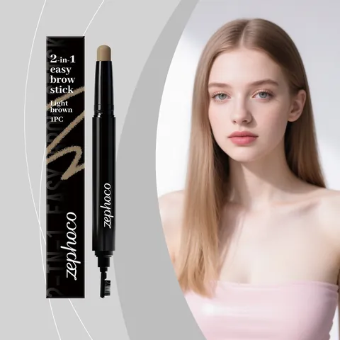 Zephoco 2 En 1 Crayon à Sourcils à Double Extrémité Brun Clair Lisse Imperméable Naturel Longue Durée Avec Brosse à Sourcils