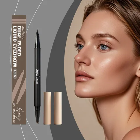 Penna per sopracciglia liquida grigia due in uno con punta a quattro punte per un look naturale 3D Formula impermeabile e a lunga durata