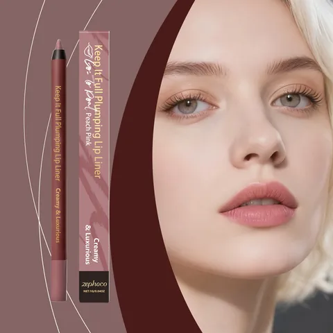 Crayon à Lèvres Repulpant ZEPHOCO Rose Pêche Texture Crème Lissage Longue Durée Maquillage Quotidien Femme
