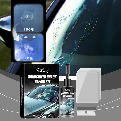 Professional Windshield Crack Repair Kit For Car Glass Restoration UV Adhesive Resin With Scraper Curing Film Clear Vision