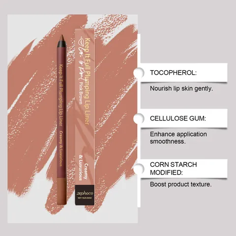 Pink Brown Creamy Plumping Lip Liner Natural Long Lasting Waterproof Lip Contour Pencil With Vitamin E For Women Makeup