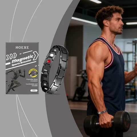 Magnetic Sports Bracelet Durable Zinc Alloy Chain Wristband For Men Women Stylish Black Health Care Accessory With Box