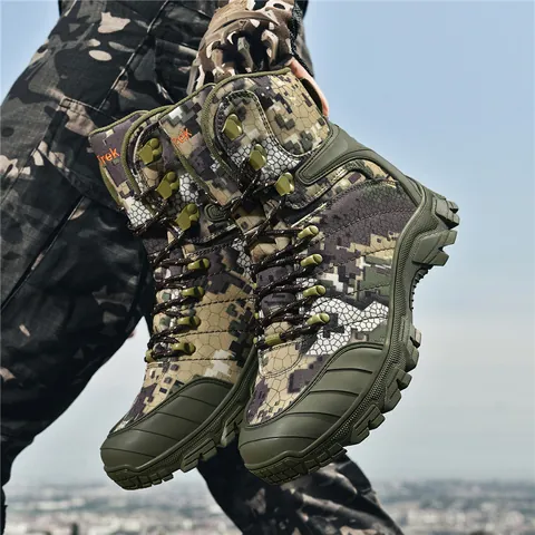 Stivali Tattici Outdoor da Uomo Tessuto Oxford Impermeabile Suola in Gomma Antiscivolo Scarpe da Trekking Traspiranti Stivali Militari
