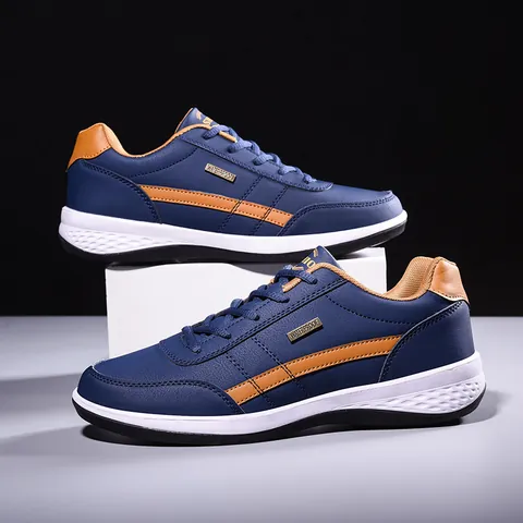 Men's Casual Outdoor Sports Shoes Fashion Running Sneakers Breathable Waterproof PU Leather Board Shoes For Teenagers