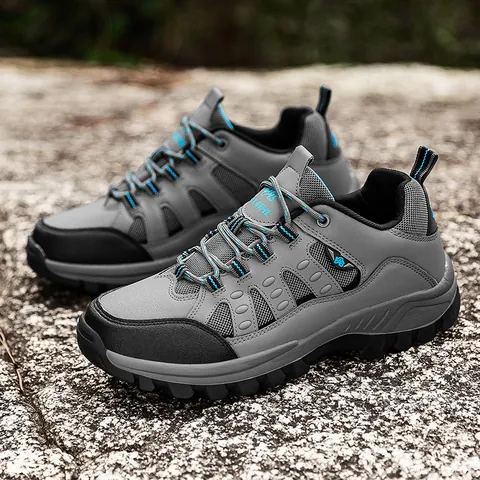 Scarpe da Trekking all'Aperto da Uomo Traspirante Mesh Antiscivolo Leggere Tela Sneakers Robusta Suola in Gomma Calzature da Montagna