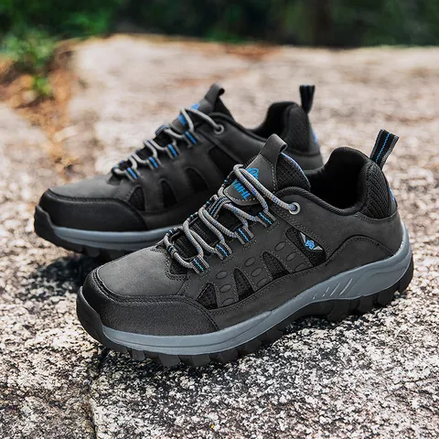Scarpe da Trekking all'Aperto da Uomo Traspirante Mesh Antiscivolo Leggere Tela Sneakers Robusta Suola in Gomma Calzature da Montagna