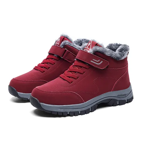 Winter Snow Boots For Men Women High Top Fleece Lined Warm Outdoor Walking Shoes Anti-Slip Synthetic Leather Sneakers