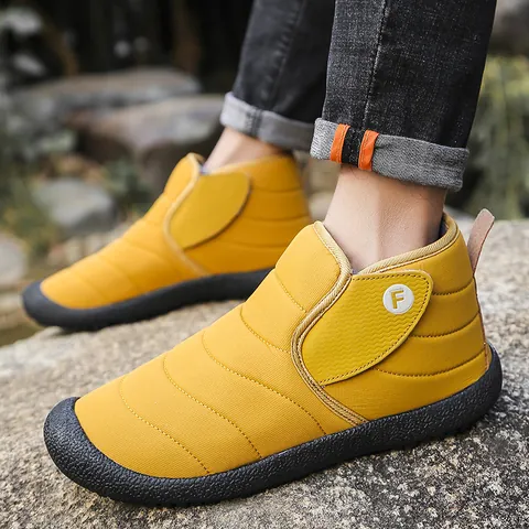 Winter Couple Snow Boots Waterproof Quilted Fleece Lined Warm Outdoor Non-Slip Cotton Shoes Velcro High Top Sport Boots