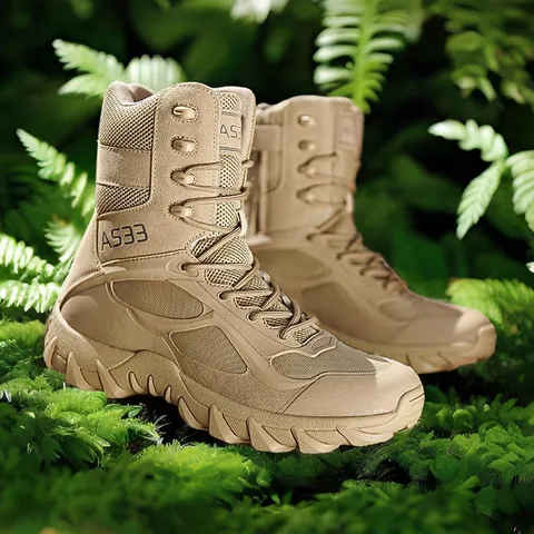 Men High Top Tactical Boots Breathable Combat Boots Outdoor Hiking Training Military Boots Wear Resistant Anti Slip Shoes