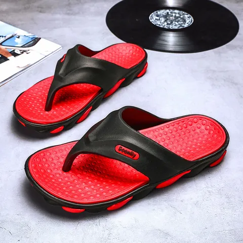 Men Casual Flip Flops Summer Beach Sandals Thick Sole Non-Slip Massage Footbed Outdoor Leisure Shoes Large Size Soonfly