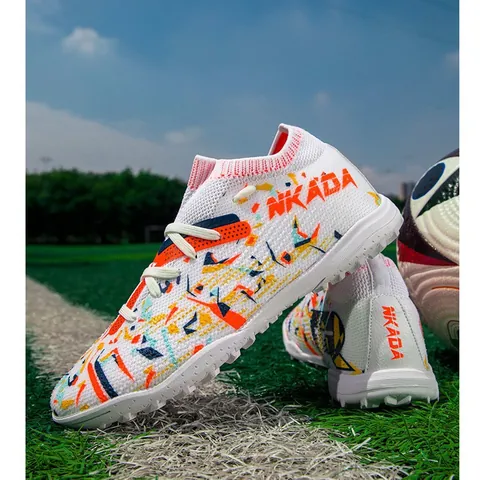Professional Soccer Shoes For Men Women Fly-knit Breathable Training Cleats Turf Ground Non-slip Athletic Football Sneakers