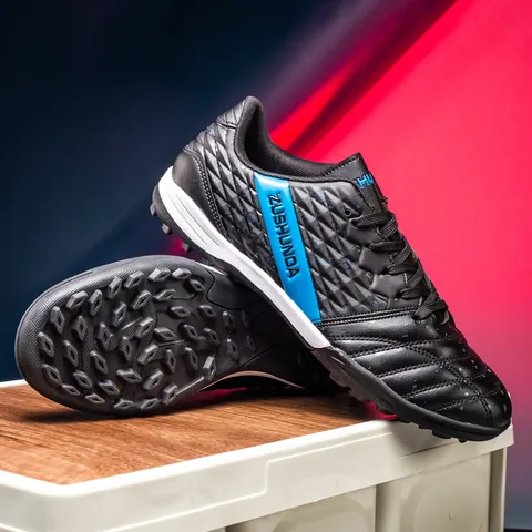 ZUSHUNDA Men Outdoor Soccer Shoes Football Boots TF Cleats Synthetic Leather Breathable Turf Training Professional Sports Shoes