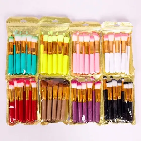 Makeup Brush Set Candy Color Synthetic Fiber Foundation Powder Eyeshadow Blending Brushes With Aluminum Tube For Women