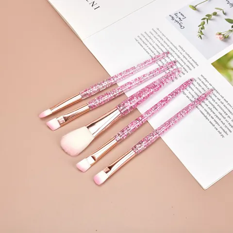 5 Stuks Ins-stijl Make-up Borstelset Glinsterend Drijfzand Kristallen Handgreep Professionele Zachte Synthetische Vezel Dames
