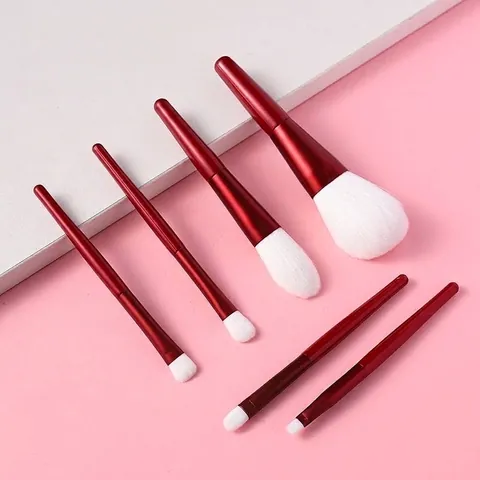 6 Stck Weinrot Make-up-Pinsel-Set Weiche Synthetikborsten Puder Rouge Lidschatten Augenbrauenpinsel Tragbar Profi Beauty Tools