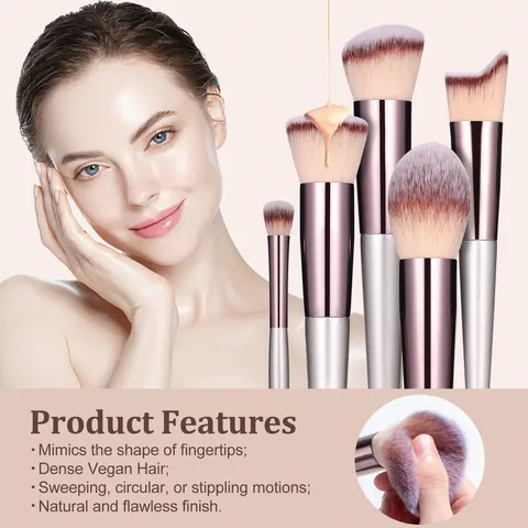 Kit de Brochas de Maquillaje Cosmético Profesional Cerdas de Fibra Sintética Tubo de Aluminio para Base Polvos Sombra de Ojos Herramientas de Belleza Con Estuche de Almacenamiento
