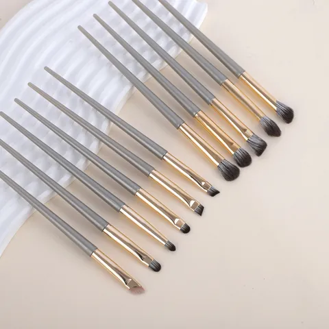 Collection de Pinceaux de Maquillage Or Champagne Outils Professionnels Fard à Paupières Poils Synthétiques Souples Avec Trousse