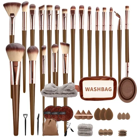 Ensemble de 48 Pinceaux de Maquillage Professionnels Kits d'Outils Cosmétiques en Fibre Synthétique Avec Sac de Rangement Pinceaux à Maquillage