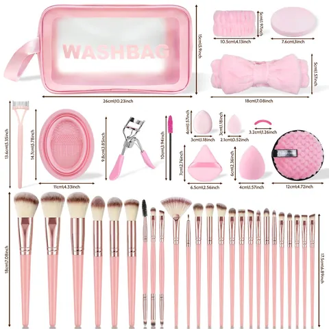 Professionele Make-up Borstel Kit Met Cosmetische Tas Synthetische Vezel Borstels Sponzen Spiegel Wimpertang Voor Vrouwen Reizen Cadeau