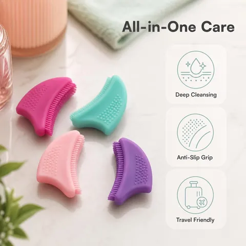 Spazzola per Massaggio Facciale e del Collo in Silicone ad Angolo Strumento per Drenaggio Linfatico e Contorno Viso Cura della Pelle Donna