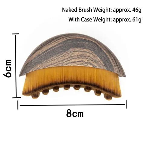 Professional Lymphatic Contour Face Brush Portable Foundation Tool Wood Grain Handle Moon Shaped Contouring Tool Case Included