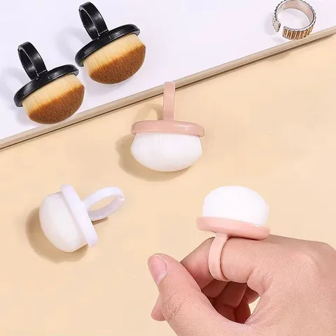 Professional Soft Bristle Nail Dust Cleaning Brush With Ring Handle Portable Synthetic Fiber Manicure Tool For Fingertip Dust Removal