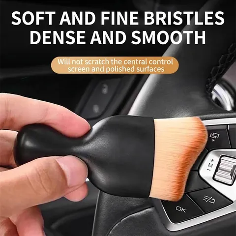 Wave Shape Makeup Cleaning Brush Ergonomic Curve Handle Synthetic Fiber Brush For Car Interior Vent Detail Removal Multi-purpose Soft Beauty Brush