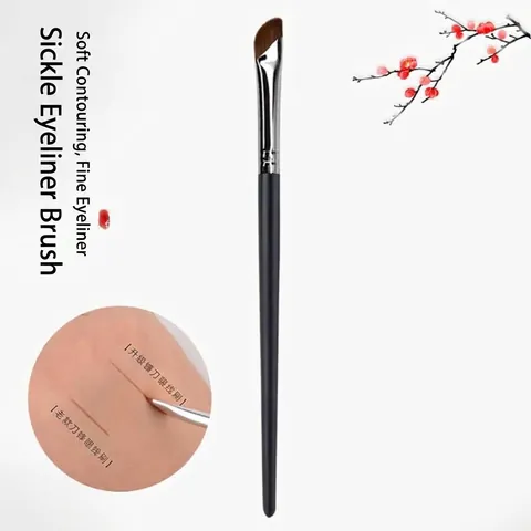 Professional Ultra Fine Sickle Eyeliner Brush Angled Concealer Eyebrow Contour Brush Synthetic Fiber Bristles Precise Eye Makeup Tool