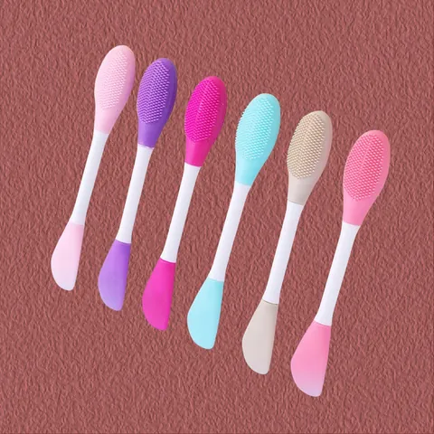Double Ended Silicone Facial Mask Brush Mud Mask Applicator With Cleansing Massage Brush DIY Skin Care Beauty Tool