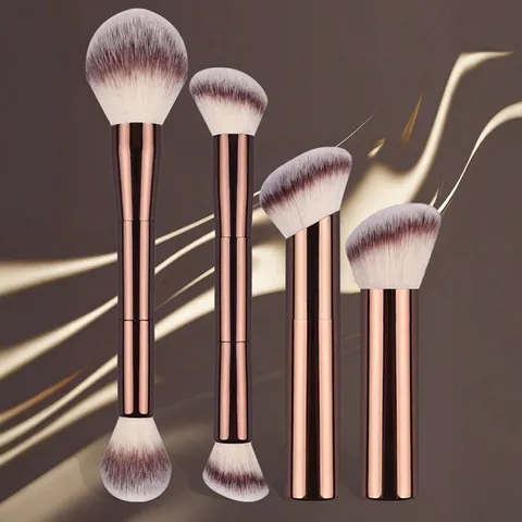 Professionele Dubbelzijdige Make-up Borstel Set Synthetische Vezel Aluminium Buis Poeder Blush Foundation Oog Make-up Tools