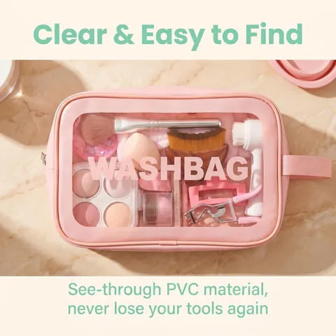 Professional Makeup Brush Sponge Cleaner Tool Collection With Travel Wash Bag Pink Beauty Kit For Face Eye Contouring