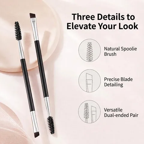 Dual-Ended Eyebrow Brush Angled Eyeliner Brush Synthetic Fiber Spoolie Professional Eye Makeup Tool Daily Beauty Brush
