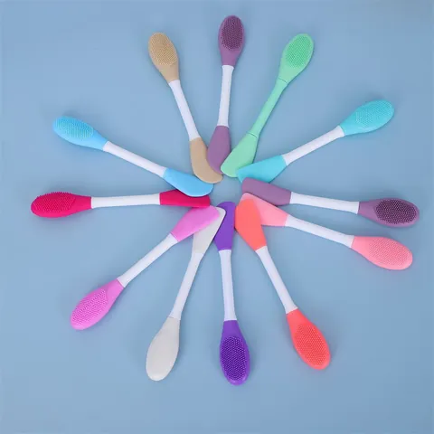 Double Ended Silicone Facial Mask Brush Mud Mask Applicator With Cleansing Massage Brush DIY Skin Care Beauty Tool