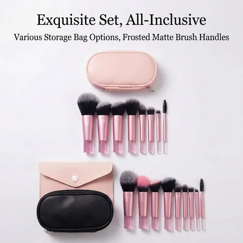 Professional Portable Makeup Brush Set Synthetic Fiber Bristles For Foundation Eyeshadow Powder With Travel Storage Case Beauty Tools For Women