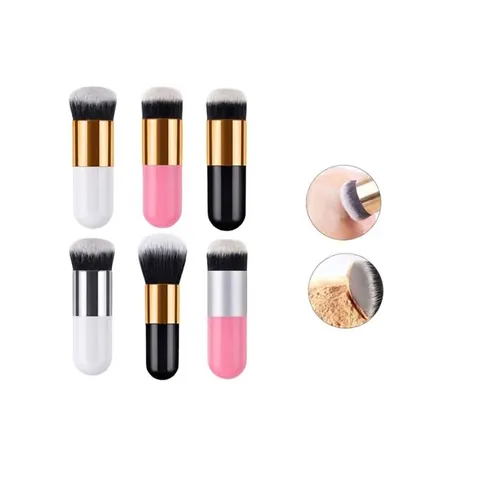Portable Chubby Makeup Brush Mini Foundation Powder Blush Brush Soft Synthetic Bristles Plastic Handle For Daily Travel Women