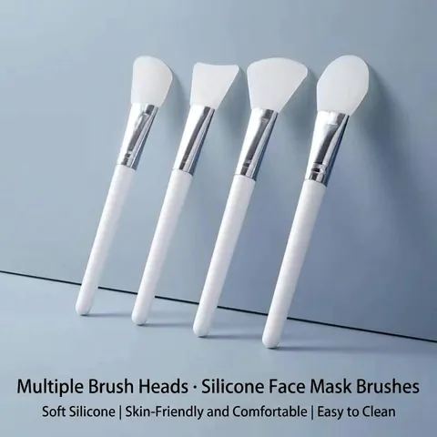 Silicone Facial Mask Brush Long Handle Mud Mask Applicator Tool For Skin Care Professional Beauty Salon Facial Cleaning Brush Set