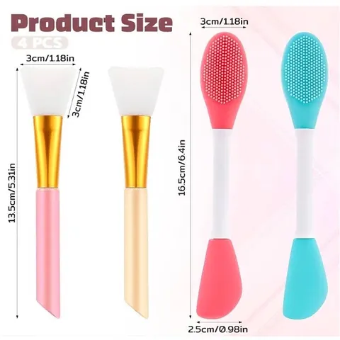Double-Ended Silicone Face Mask Brush Soft Skincare Tool For Mud Mask Application And Facial Cleansing Portable Beauty Brush Plastic Handle Set