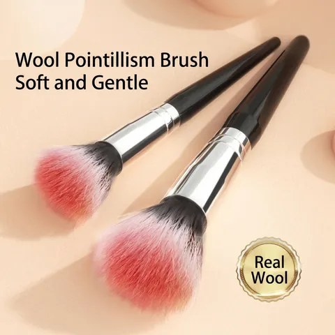Professional Stippling Brush For Blush Highlighter Soft Synthetic Goat Hair Portable Makeup Tool Women Face Contouring