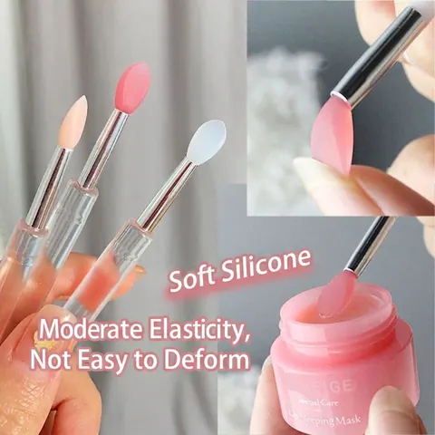 Portable Silicone Lip Brush with Dust Cap Crystal Handle Soft Lip Mask Brush for Glitter Eyeshadow Lipstick Travel Makeup Tool