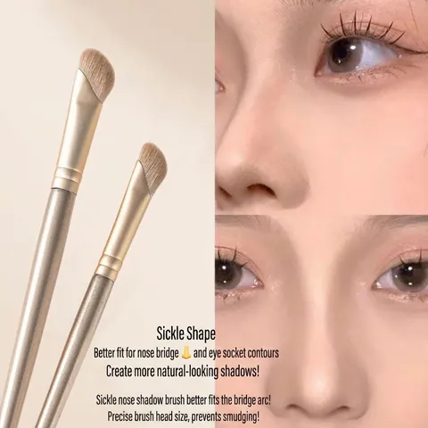 Semi-Fan Shaped Nose Contour Brush Angled Nose Shadow Smudge Brush Portable Wood Handle Professional Makeup Tool For Women