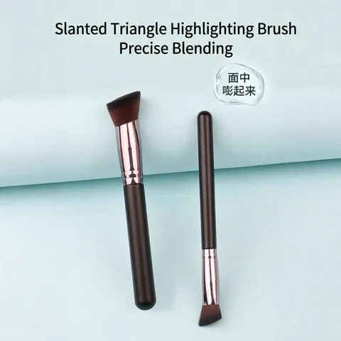 Professional Angled Triangular Makeup Brush For Highlighting Contouring Concealing Synthetic Fiber Face Concealer Foundation Brush