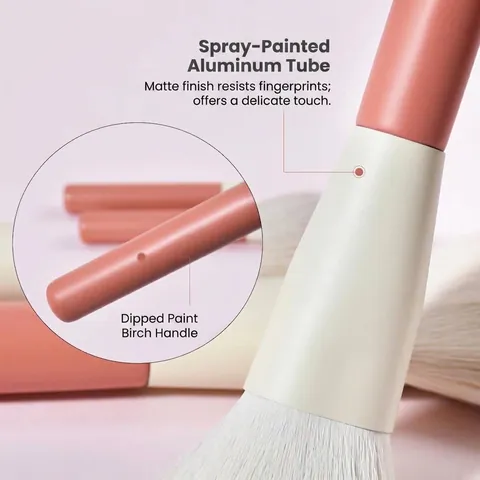 Professional Cosmetic Brush Kit Synthetic Fiber Hair Plastic Handle Pink Coral Makeup Tools Face Eyeshadow Contouring Brushes