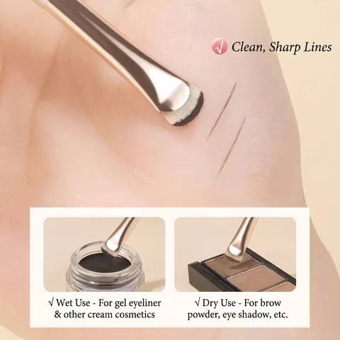 Professional Crescent Moon Shaped Eyeliner Brush Ultra Fine Detail Eyeshadow Brush For Lying Silkworm Lower Eyelid Precision Makeup Tool Synthetic Fiber Plastic Handle