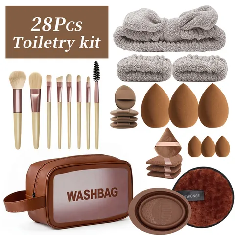 Set di Pennelli da Trucco in Fibra Sintetica Plastica Con Borsa Lavaggio Spugna Beauty Egg Pennelli per Cipria Ombretto