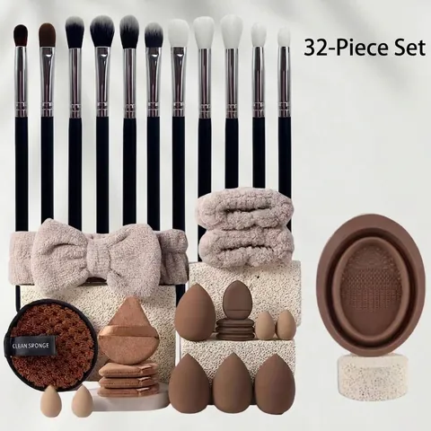 Professionelles Make-up Pinsel Set Für Lidschatten Foundation Puder Weiche Synthetikfaser Beauty Tools Mit Schwamm Puff Kit