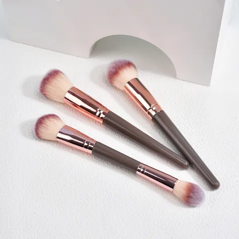 Set Pennelli Trucco Oro Champagne Professionali Fibra Sintetica Fondotinta Ombretto Cipria Con Borsa da Viaggio Strumenti Donna