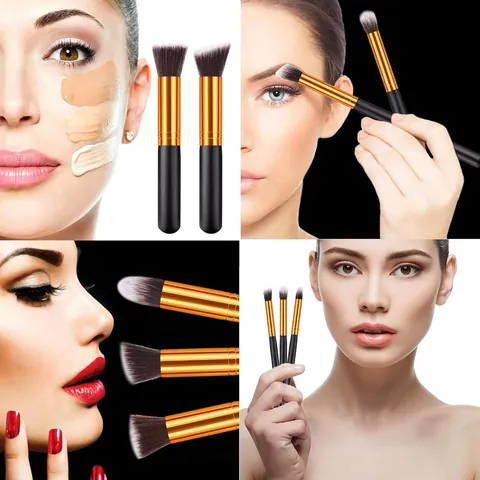 10 Pcs Makeup Brush Set Soft Synthetic Fiber Bristles Foundation Powder Blending Portable Beauty Tool Brush Set For Women