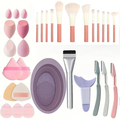 Pennelli Trucco Professionali Fibra Sintetica Morbida Manico Rosa Corallo Con Custodia Per Ombretto Fard Cipria Strumenti Bellezza Donna