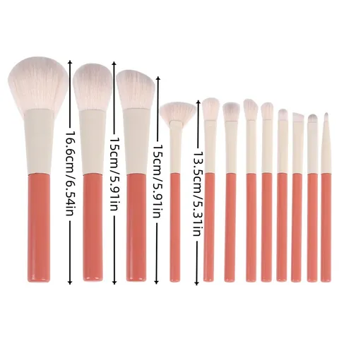 Pennelli Trucco Professionali Fibra Sintetica Morbida Manico Rosa Corallo Con Custodia Per Ombretto Fard Cipria Strumenti Bellezza Donna