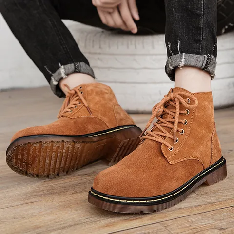 Stivali Martin da Uomo British Retro in Pelle di Maiale Alto Lacci Stivali da Moda Casual All'aperto Per Giovani Antiscivolo Caldi